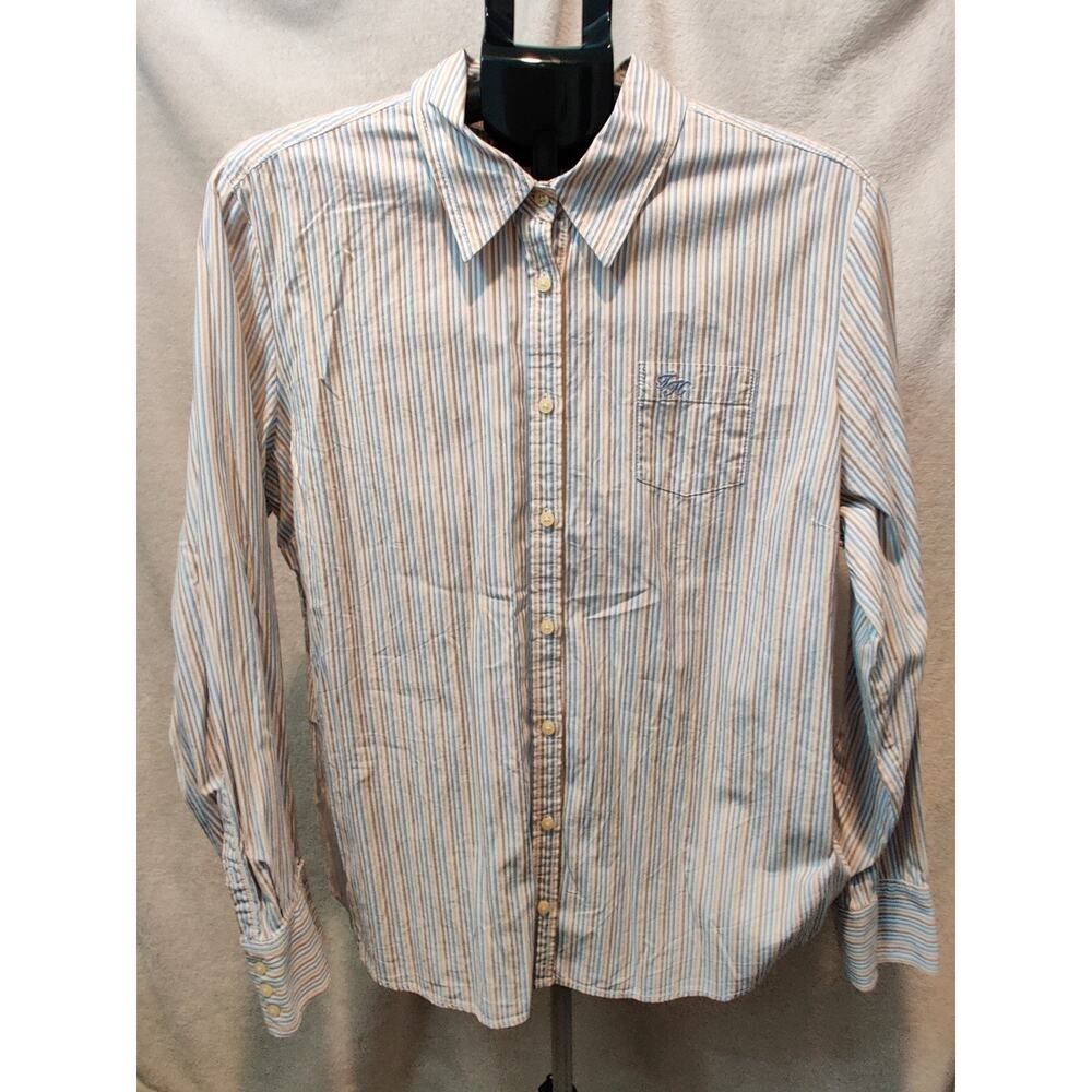 Vintage Tommy Hilfiger Shirt Women's Size XXL Striped Button Up Embroidered Logo